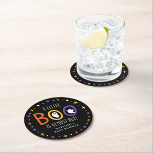 Dessous-de-verre Rond En Papier Une petite frayeur est presque due Baby Shower