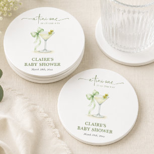 Dessous-de-verre Rond En Papier Une Tini One Fête de Bébé Coquette et Mixte