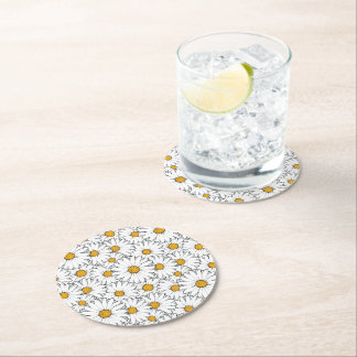 Dessous-de-verre Rond En Papier Unique Hip Summer Daisy Floral Pattern Aquarelle
