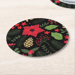 Dessous-de-verre Rond En Papier Vacances de Noël de poinsettia