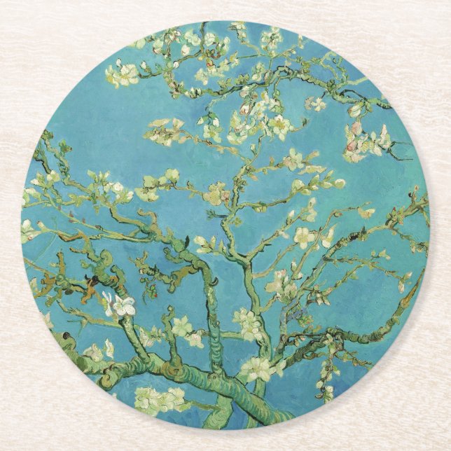 Dessous-de-verre Rond En Papier Van Gogh | Fleur d'amande | 1890 (Devant)