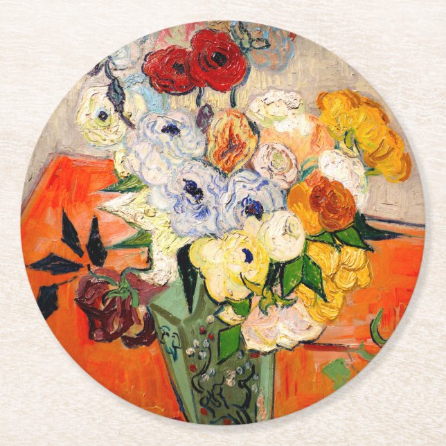 Dessous-de-verre Rond En Papier Van Gogh Roses and Anemones (Devant)