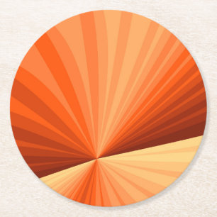 Dessous-de-verre Rond En Papier Vanille rouge orange Abstraite moderne Fractale gr