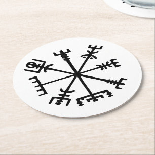 Dessous-de-verre Rond En Papier Vegvísir (Viking Compass)