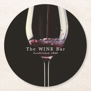 Dessous-de-verre Rond En Papier Verre à vin rouge, Bar à vin/Vin