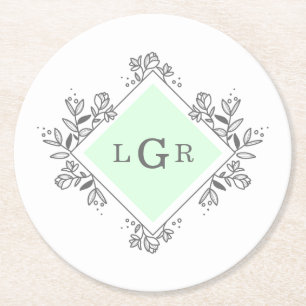 Dessous-de-verre Rond En Papier Vert floral simple tiré