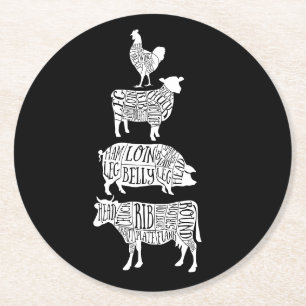 Dessous-de-verre Rond En Papier viande de porc de vache charcuterie viande découpe