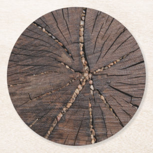 Dessous-de-verre Rond En Papier Vieux tronçon d'arbre en bois de tranche