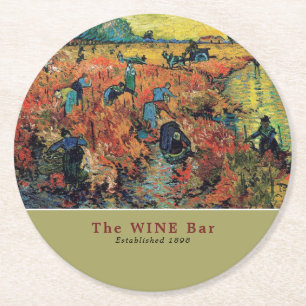 Dessous-de-verre Rond En Papier Vignobles rouges, Van Gogh, Bar à vins/Vin