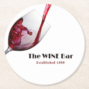 Dessous-de-verre Rond En Papier Vin Rouge, Bar À Vins/Vin