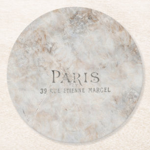 Dessous-de-verre Rond En Papier Vintage Paris Faux Granite Dessous de verre franç