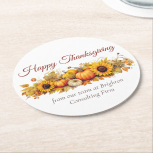 Dessous-de-verre Rond En Papier Vintage Thanksgiving Citrouilles Custom Company