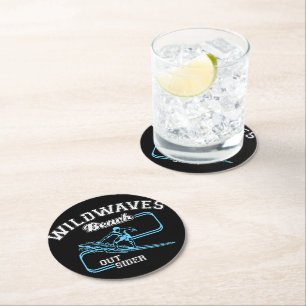 Dessous-de-verre Rond En Papier Vintage Wild Waves Beach Surf extérieur