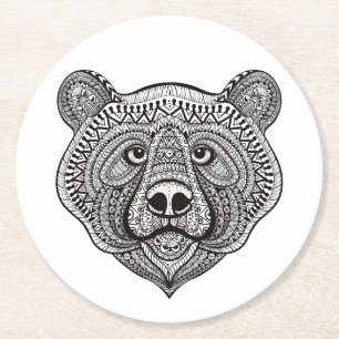 Dessous-de-verre Rond En Papier Visage inspiré d'ours