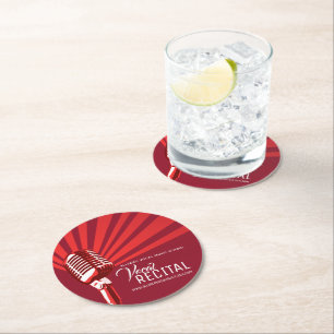 Dessous-de-verre Rond En Papier Vocal récital classique microphone musique rouge