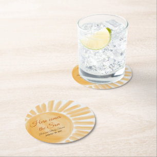 Dessous-de-verre Rond En Papier Voici le Baby shower Jaune Rayon Soleil Fils