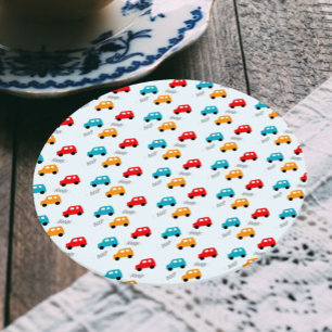 Dessous-de-verre Rond En Papier Voitures Enfants Garçon Anniversaire
