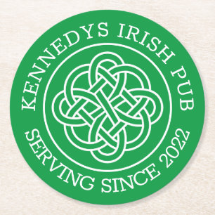 Dessous-de-verre Rond En Papier VOTRE PUB IRLANDAIS Ajoutez votre nom & année Roun