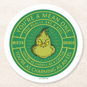 Dessous-de-verre Rond En Papier Vous êtes un badge méchant Monsieur Grinch