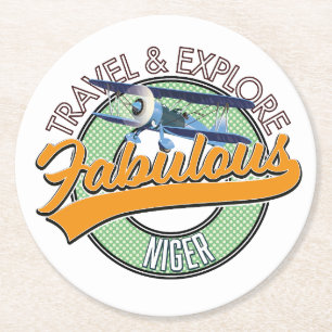 Dessous-de-verre Rond En Papier voyager explorer logo fabuleux Niger