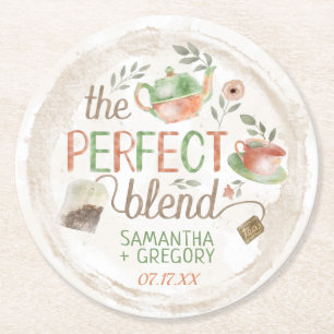 Dessous-de-verre Rond En Papier Wedding shower nuptiale de thé le mélange parfait
