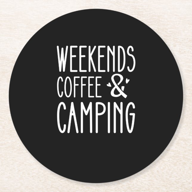 Dessous-de-verre Rond En Papier Week-End Café Et Camping (Devant)