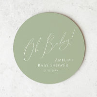 Whimsical Sage Green Oh Baby