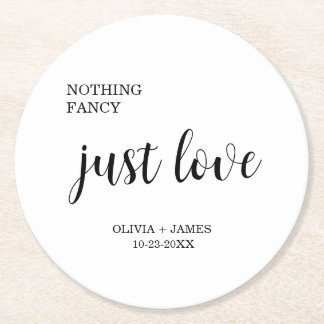 Dessous-de-verre Rond En Papier White Nothing Fancy Just Love Wedding  