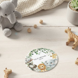 Dessous-de-verre Rond En Papier Wild One Cute Safari Jungle Animals Baby Shower