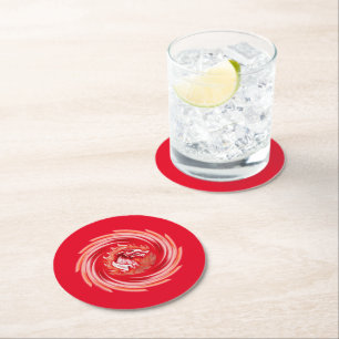 Dessous-de-verre Rond En Papier Wild Wolf Whirling rouge rond papier à boire des g
