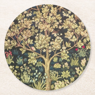 Dessous-de-verre Rond En Papier William Morris Arbre De Vie Floral Art Vintage