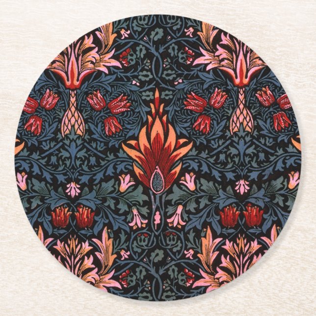 Dessous-de-verre Rond En Papier William Morris Snakeshead Dark Motif (Devant)