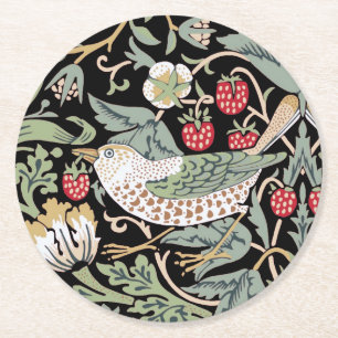 Dessous-de-verre Rond En Papier William Morris Strawberry Thief I Black Birds