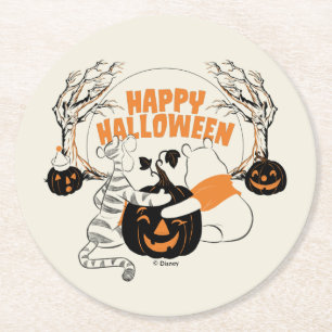 Dessous-de-verre Rond En Papier Winnie l'Ourson & Eeyore   Bonne Halloween