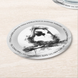 Dessous-de-verre Rond En Papier Yoga Reiki à une jambe King Pigeon Pose Aquarelle