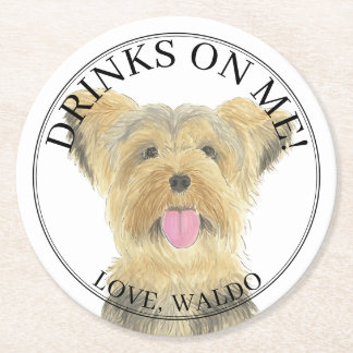 Dessous-de-verre Rond En Papier Yorkshire personnalisé Yorkie Terrier Mariage chie