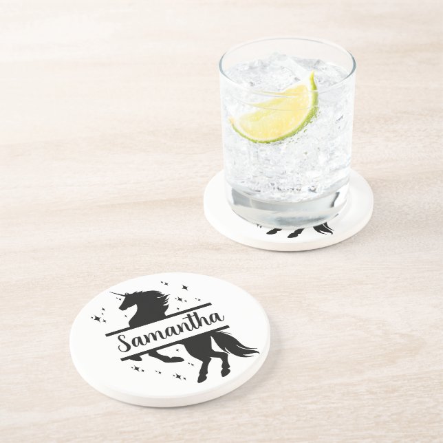 Dessous de verre rond personnalisé Unicorn (Côté)