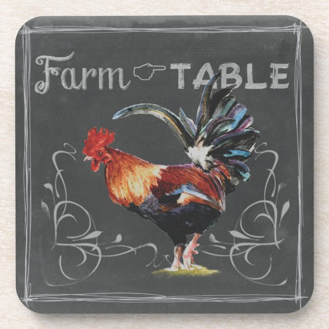Dessous-de-verre Rooster de ferme à table (Devant)