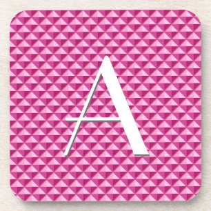 Dessous-de-verre Rose chaud, look émail, grille cloutée