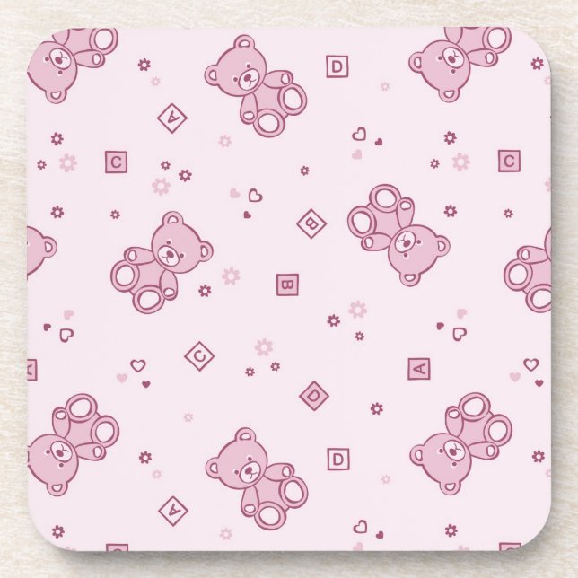 Dessous-de-verre Rose d'arrière - plan de nounours (Devant)