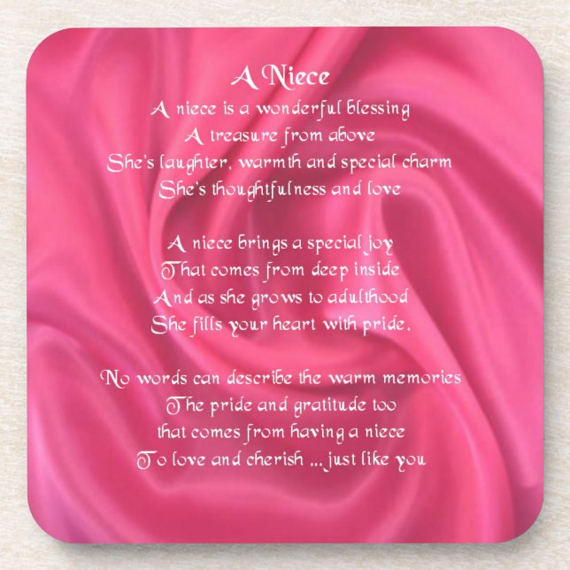 Dessous-de-verre Rose - poème de nièce (Devant)