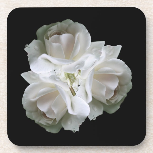 Dessous-de-verre Roses Blanches Avec Bouquet Raindrops (Devant)