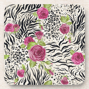 Dessous-de-verre Roses sur le motif animal