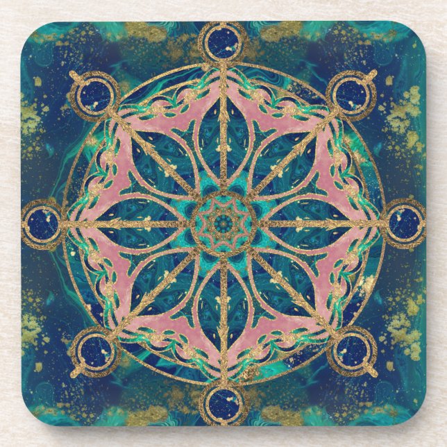 Dessous-de-verre Roue de Dharma - pierre gemme et or de (Devant)