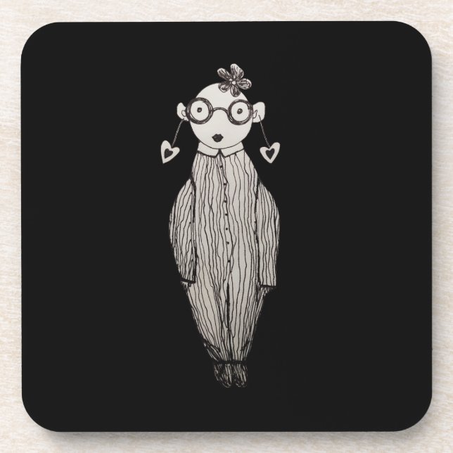 Dessous-de-verre Rouge à lèvres foncé et lunettes (Devant)