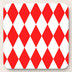 Dessous-de-verre Rouge blanc Arlequin Diamants Checkers Design