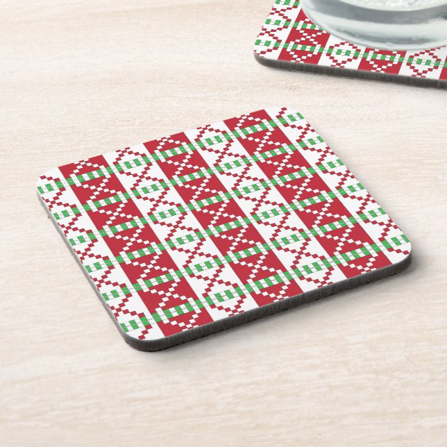 Dessous-de-verre Rouge, blanc, vert letton Letton Ethnic Folk art (Côté gauche)