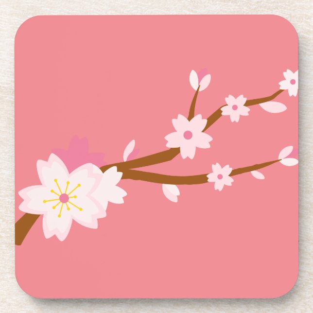Dessous-de-verre Rouge rose pâle Sakura CHerry Blossom japonais (Devant)