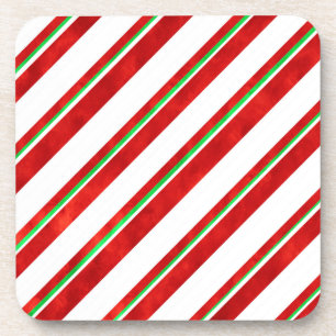 Dessous-de-verre Rouge Vert blanc Aquarelle Sucre de canne rayures