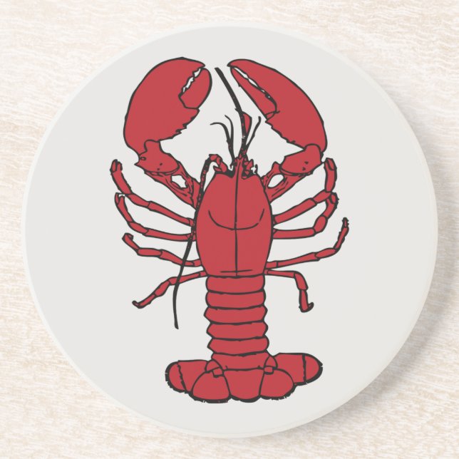 dessous de verre rouges mignons de grès de homard (Devant)